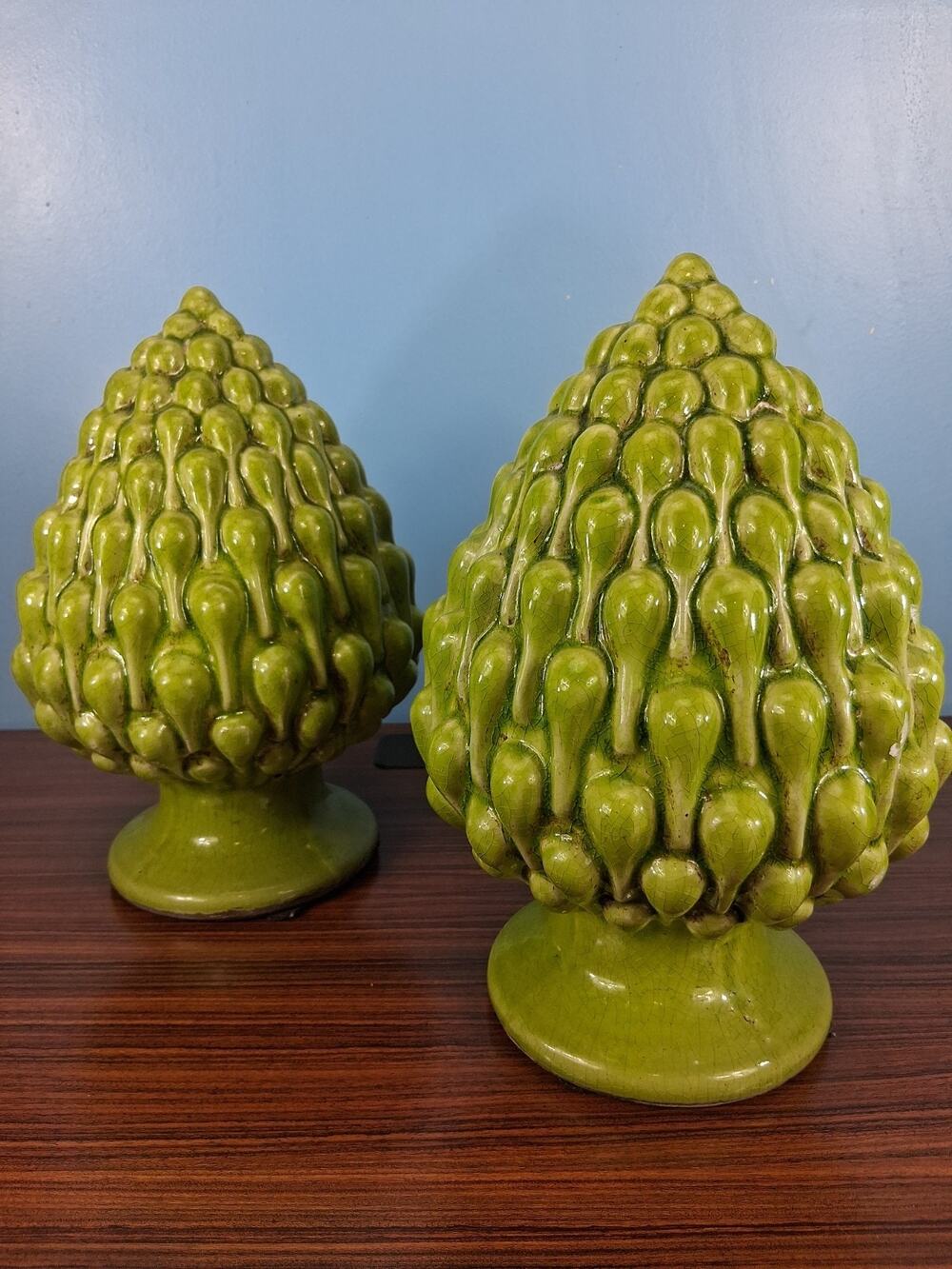 Artichoke Terracotta Egypt Pineal Gland Mantel Garnitures Decor Lime Green 11 In
